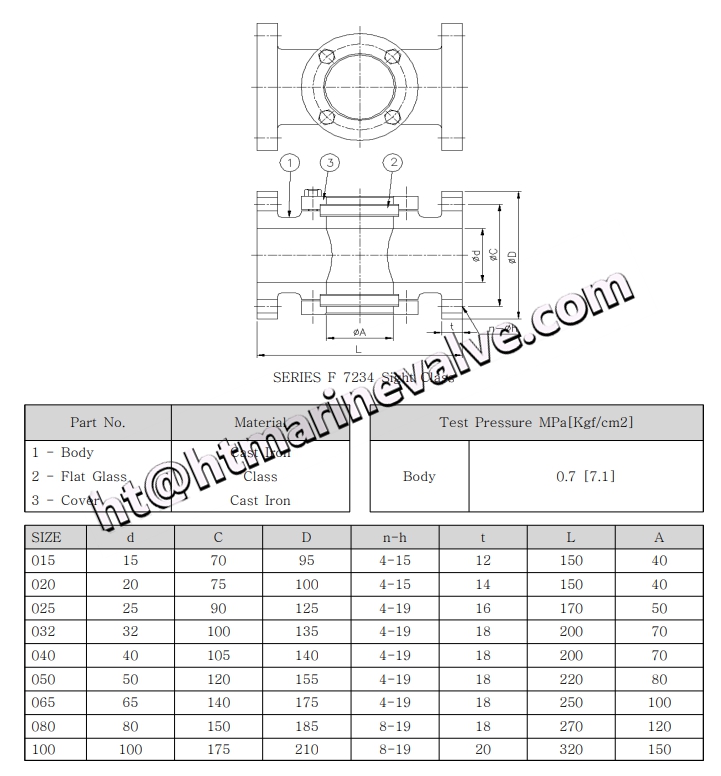 JIS F7234 Marine Flat Sight Glass