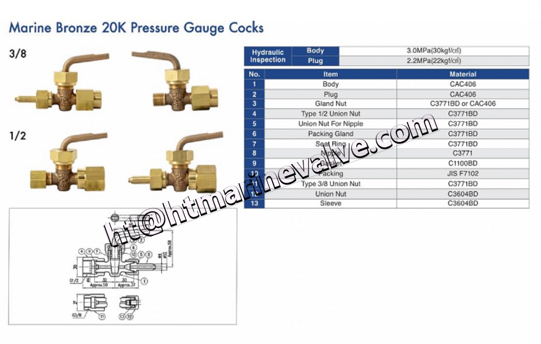 JIS F7343 20K Bronze Gauge Cock